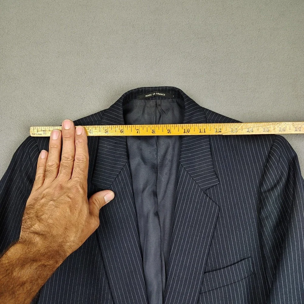 Yves Saint Laurent Blazer Men 36 Navy Pinstripe 2 Button Vented Classic Coat